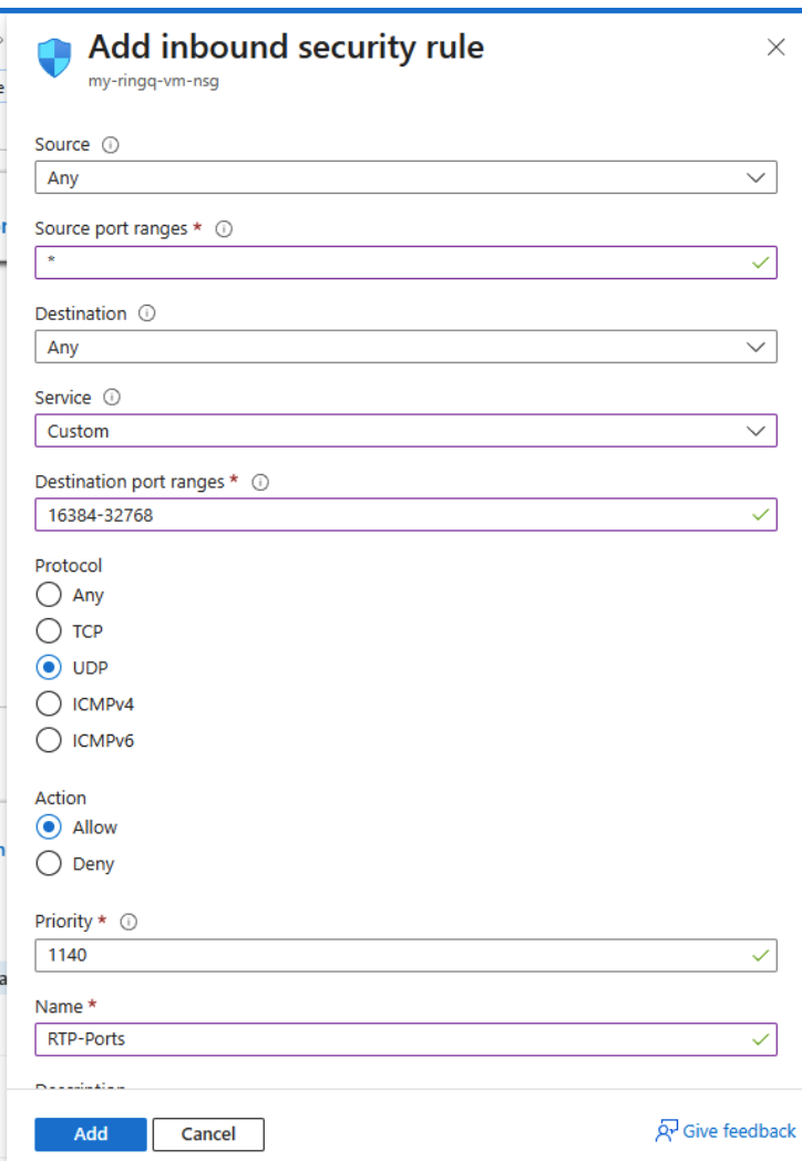 Add Azure inbound security key for RingQ